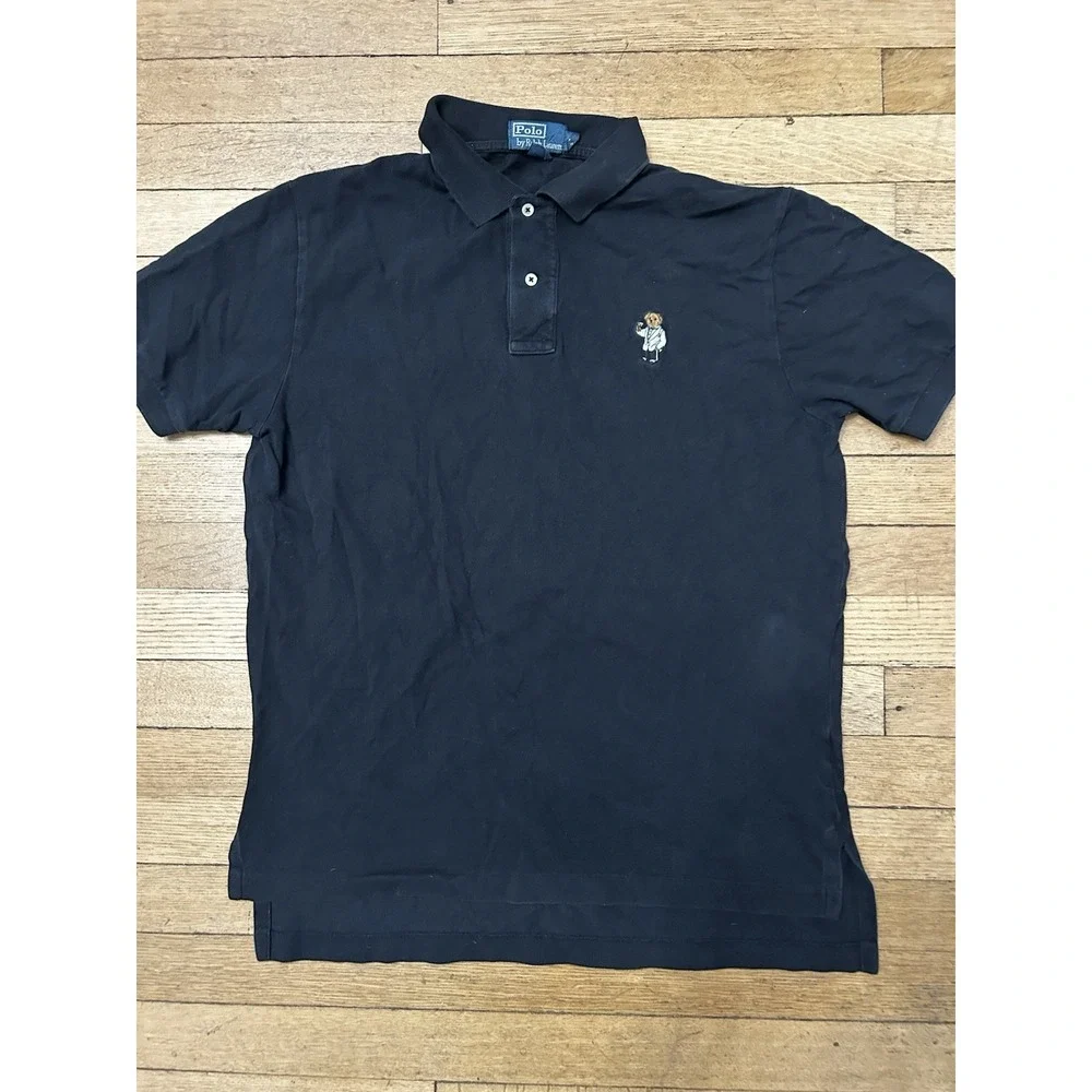 Polo Ralph Lauren Tuxedo Polo Bear Mens L Polo Shirt Black Cotton
